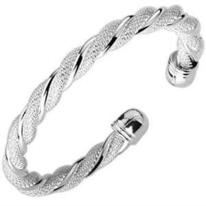 Women's Braided Cuff Bangle Bracelet with Interwoven Mesh Detailing